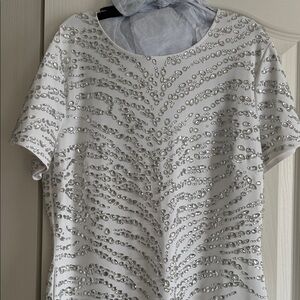 Michael Kors White Embellished Short Sleeve NWT dress Crystal white